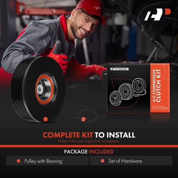 AC Compressor Clutch Kit with 7-Groove Pulley for BMW 1 Series M 135i 135is 335i