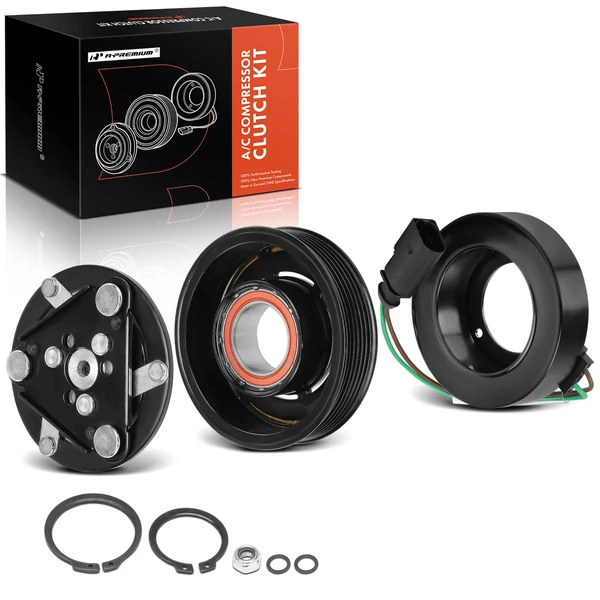 AC Compressor Clutch Kit with 6-Groove Pulley for 2016-2018 Volkswagen Passat