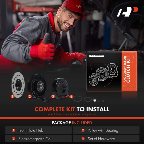AC Compressor Clutch Kit with 7-Groove Pulley for Dodge Ram 1500 2500 3500 1994-2002