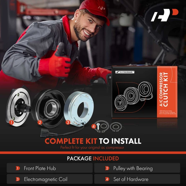 AC Compressor Clutch Kit with 6-Groove Pulley for Nissan Cube 2009-2013 Versa