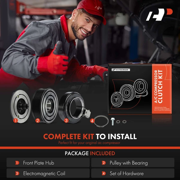 AC Compressor Clutch Kit with 8-Groove Pulley Fordodge Ram 2500 3500 2006-2009