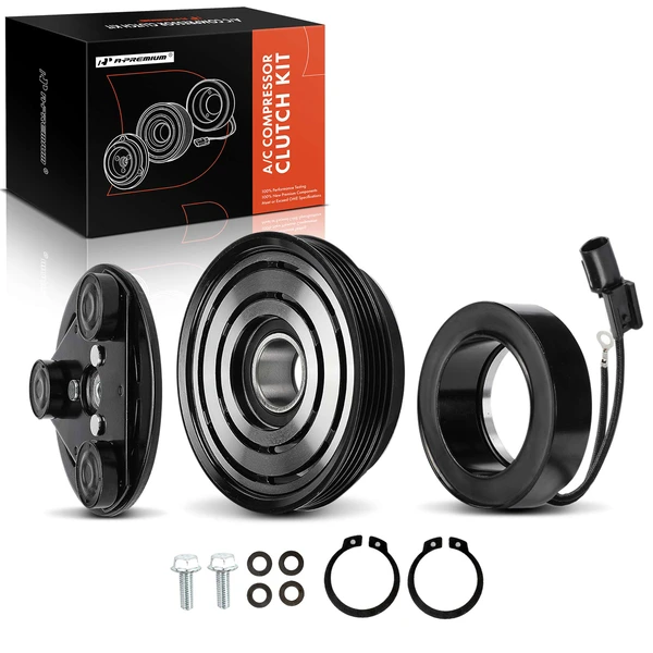 AC Compressor Clutch Kit with 4-Groove Pulley for 2005-2009 Hyundai Tucson