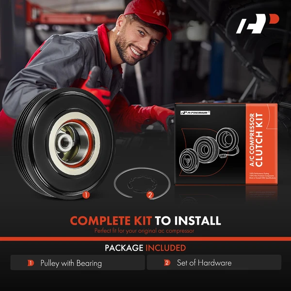 AC Compressor Clutch Kit with 4-Groove Pulley for BMW 335d 2009-2011