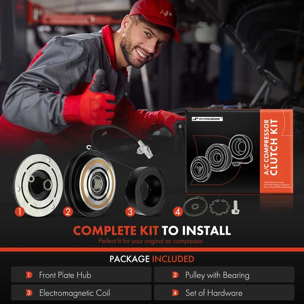 AC Compressor Clutch Kit with 4-Groove Pulley for Toyota Tacoma 1995-2004 V6 3.4L