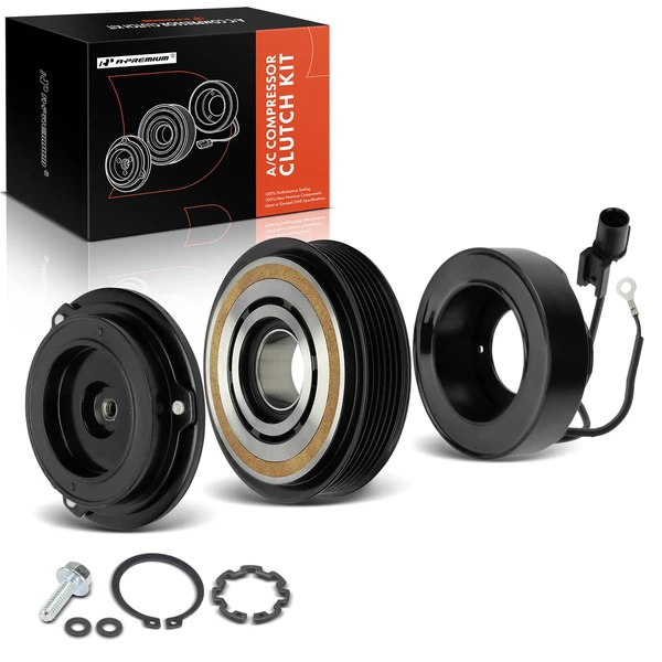 AC Compressor Clutch Kit with 6-Groove Pulley for 2015-2017 Hyundai Veloster
