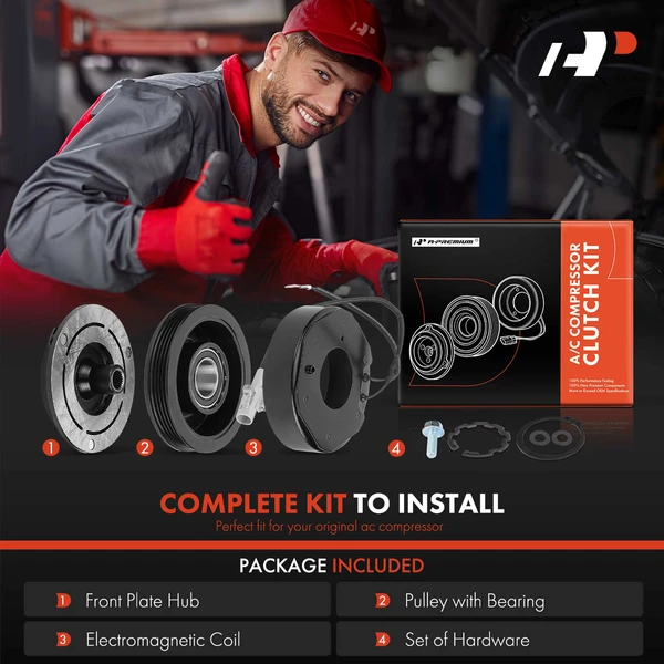 AC Compressor Clutch Kit for Toyota Tundra 2000-2004 T100 1995-1998 V6 3.4L 12V