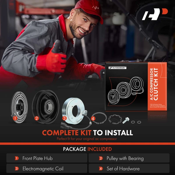 AC Compressor Clutch Kit with 6-Groove Pulley for INFINITI I30 Nissan Maxima