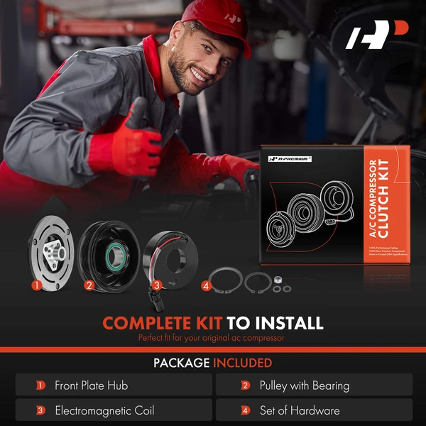 AC Compressor Clutch Kit with 5-Groove Pulley for Chevrolet Cruze 2015-2019