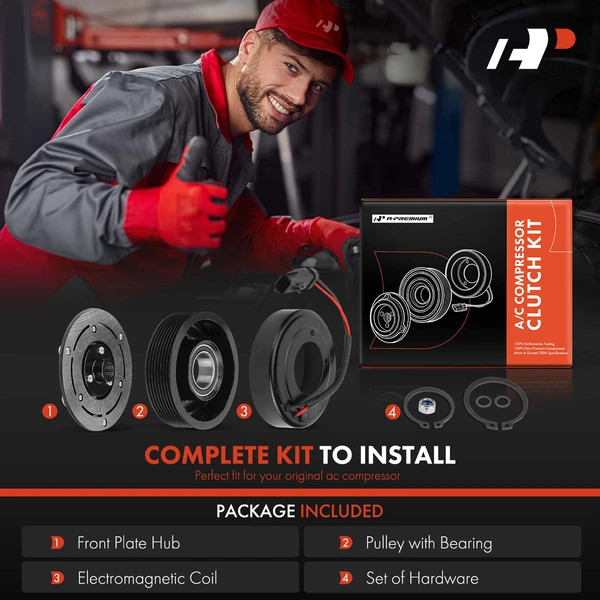 AC Compressor Clutch Kit with 8-Groove Pulley for Dodge Ram 2500 Ram 3500 1994-2005