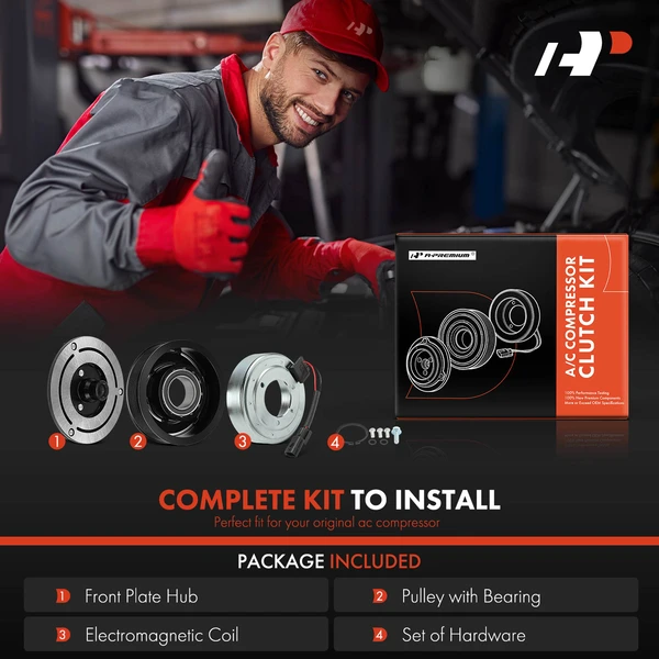 AC Compressor Clutch Kit with 7-Groove Pulley for Nissan Pathfinder Maxima Quest INFINITI QX60