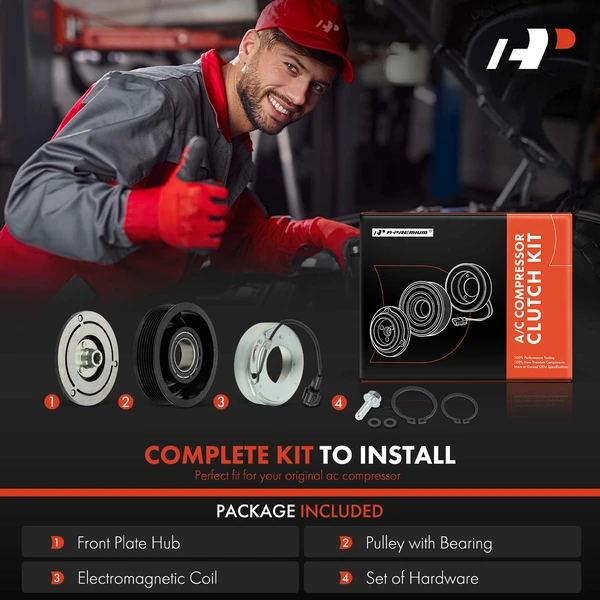 AC Compressor Clutch Kit with 7-Groove Pulley for INFINITI EX35 2009-2012 Nissan 370Z 2009-2019