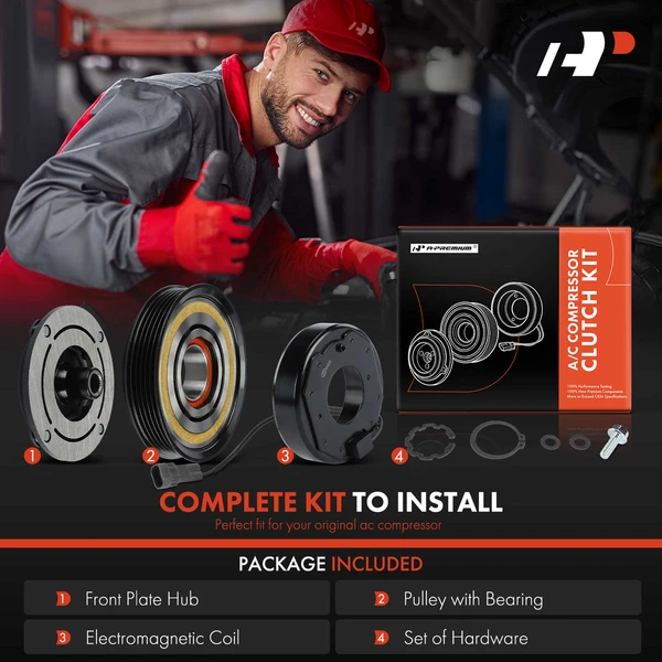 AC Compressor Clutch Kit with 5-Groove Pulley for Mercedes-Benz CLA250 CLA45