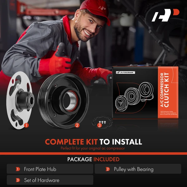 AC Compressor Clutch Kit with 6-Groove Pulley for Audi A3 Q3 TT Quattro