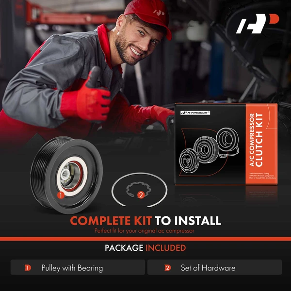 AC Compressor Clutch Kit with 8-Groove Pulley for Mercedes-Benz GL320 GL350 ML350 R350