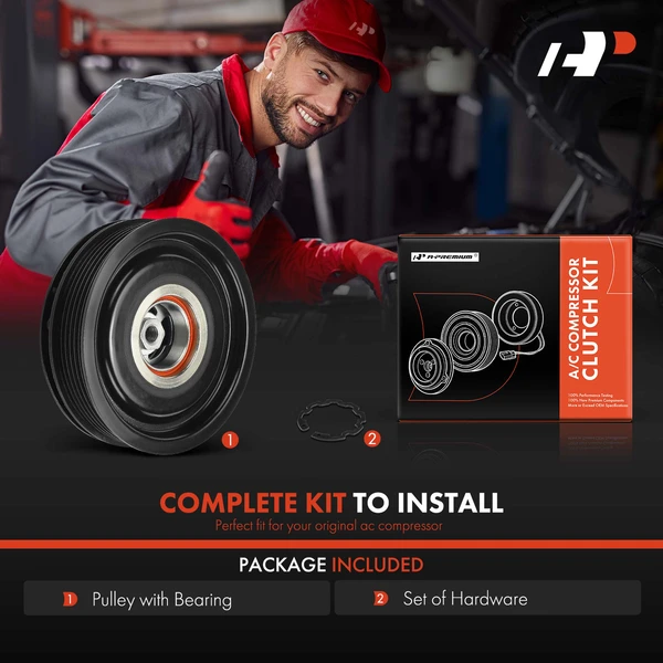 AC Compressor Clutch Kit with 6-Groove Pulley for Toyota Corolla 2009-2010