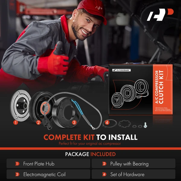 AC Compressor Clutch Kit with 6-Groove Pulley for Honda Fit 2015-2020 L4 1.5L