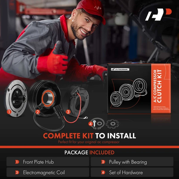 AC Compressor Clutch Kit with 6-Groove Pulley for Kia Sorento 2019-2020 Telluride