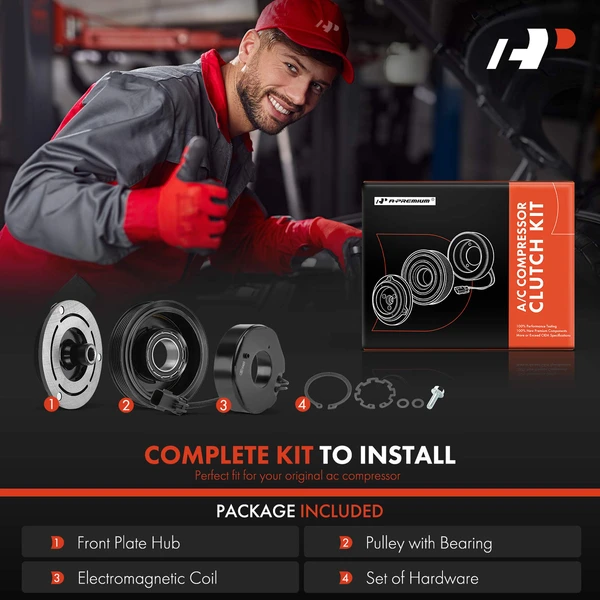 AC Compressor Clutch Kit with 6-Groove Pulley for Dodge Durango 2004-2007