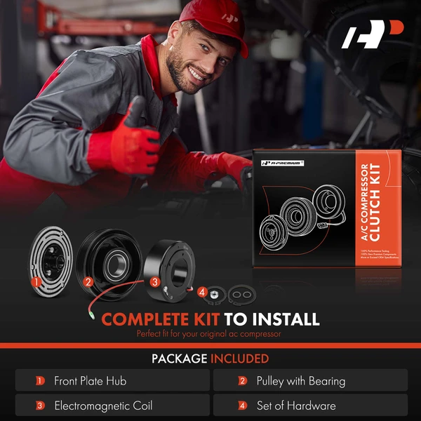 AC Compressor Clutch Kit with 6-Groove Pulley for Dodge Dakota Jeep Cherokee