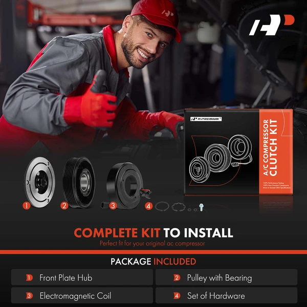 AC Compressor Clutch Kit with 6-Groove Pulley for Nissan Sentra 2007-2012 L4 2.0L