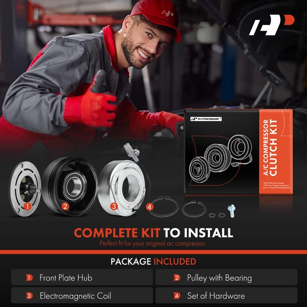 AC Compressor Clutch Kit with 4-Groove Pulley for Suzuki Grand Vitara 2007-2008