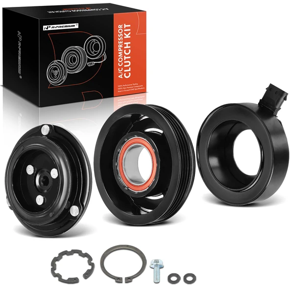 AC Compressor Clutch Kit with 4-Groove Pulley for 2014-2015 Chevrolet Spark