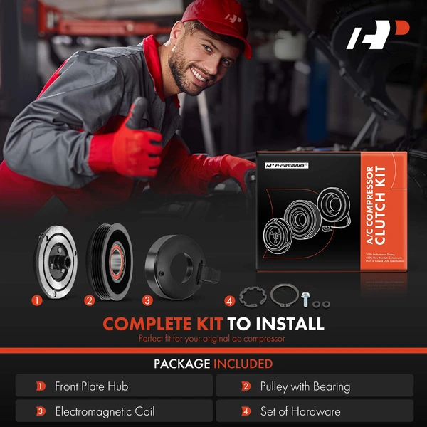 AC Compressor Clutch Kit with 4-Groove Pulley for Chevrolet Spark 2014-2015