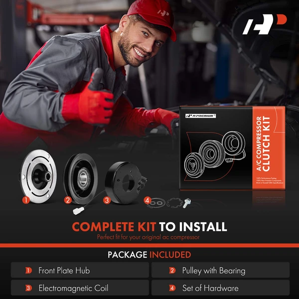 AC Compressor Clutch Kit for Mazda MPV 1989-1998 V6 3.0L 12V 10PA17C