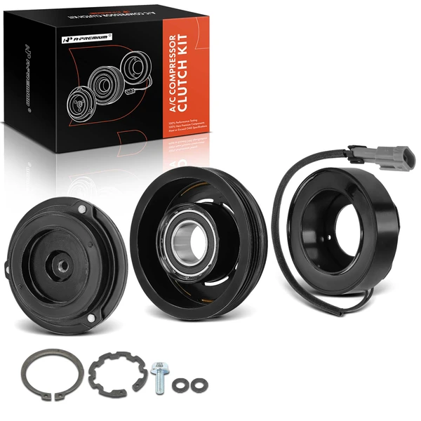 AC Compressor Clutch Kit with 4-Groove Pulley for 2001-2002 Chevrolet Silverado 3500