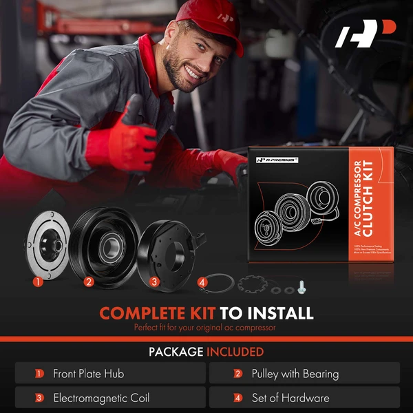 AC Compressor Clutch Kit with 7-Groove Pulley for Toyota Camry 02-06 Highlander