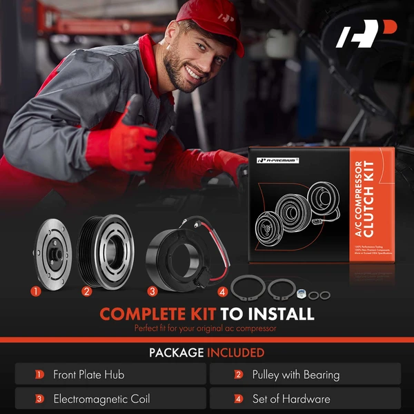 AC Compressor Clutch Kit with 6-Groove Pulley for Buick Rainier Chevrolet Trailblazer