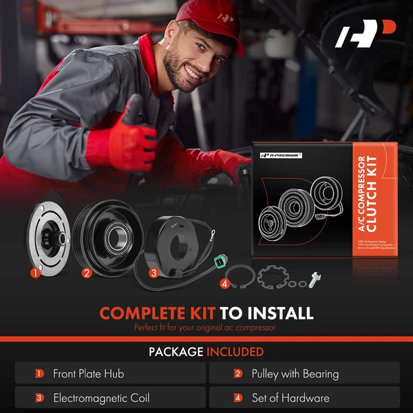 AC Compressor Clutch Kit with 6-Groove Pulley for Audi A4 A6 Quattro Porsche Cayman