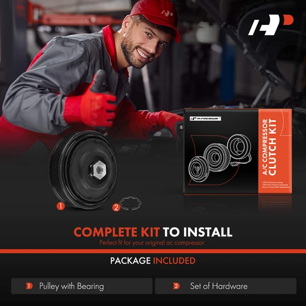 AC Compressor Clutch Kit with 6-Groove Pulley for Subaru Outback Legacy 2010-2019