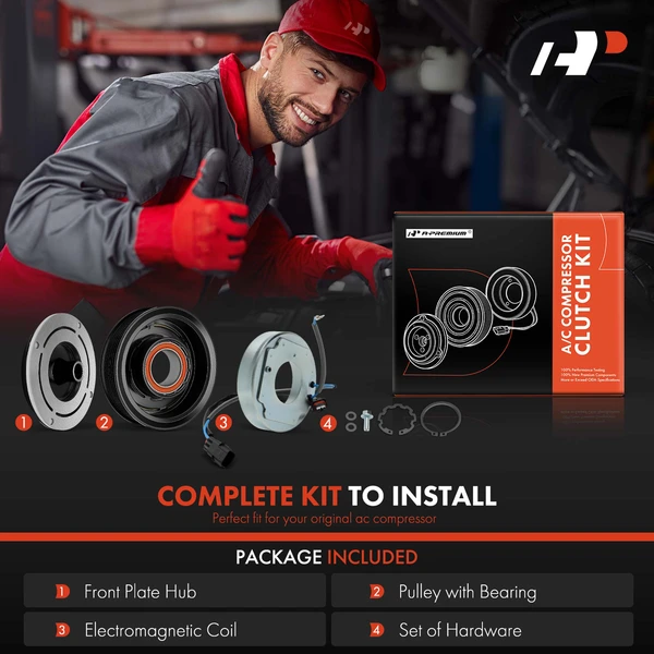 AC Compressor Clutch Kit for Acura TLX 2015-2020 L4 2.4L 7-Groove