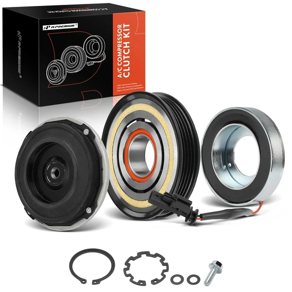 AC Compressor Clutch Kit with 4-Groove Pulley for 2015-2019 Chevrolet Silverado 3500 HD