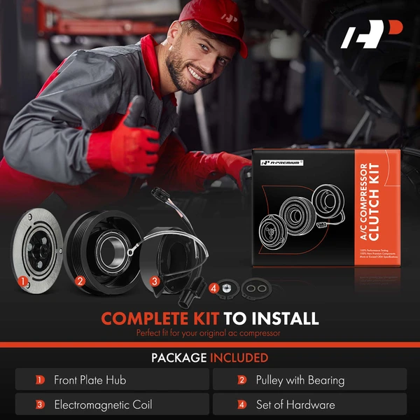 AC Compressor Clutch Kit with 6-Groove Pulley for Mitsubishi Lancer 2006 Outlander 2003