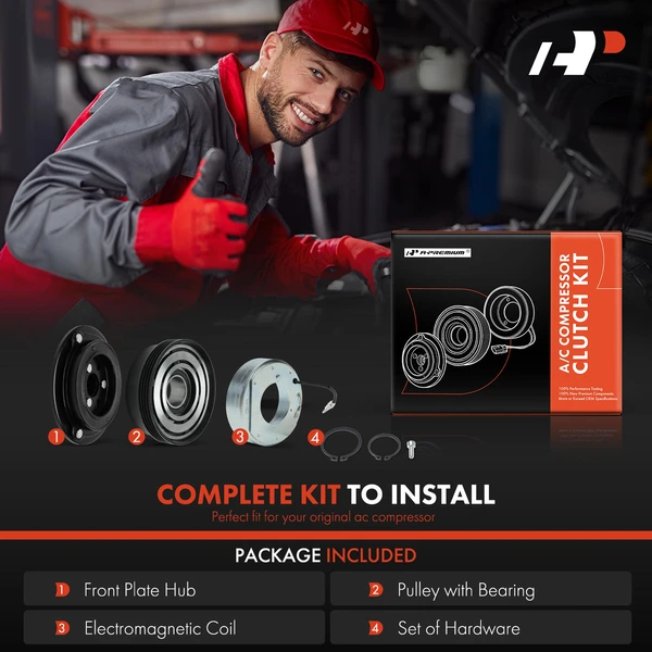AC Compressor Clutch Kit for BMW E36 318i 318is 318ti Z3 L4 1.8L 1.9L 12V 4PK