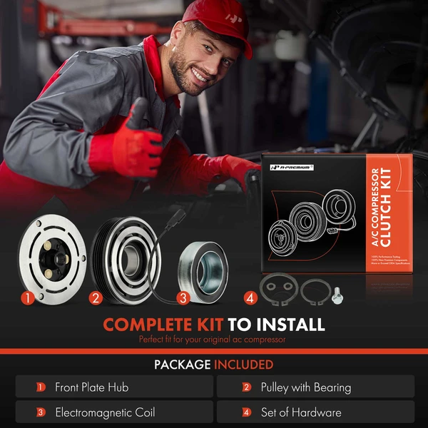 AC Compressor Clutch Kit with 5-Groove Pulley for Volvo XC60 2015-2016 L5 2.5L Turbocharged