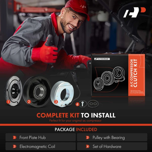AC Compressor Clutch Kit with 6-Groove Pulley for Mini Cooper 2002-2008