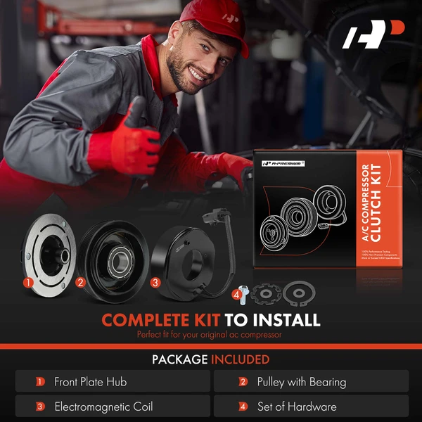 AC Compressor Clutch Kit with 6-Groove Pulley for Chrysler 300 Dodge Charger 06-10