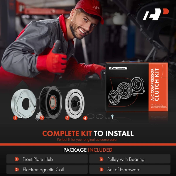 AC Compressor Clutch Kit with 6-Groove Pulley for Toyota RAV4 2013-2018 L4 2.5L