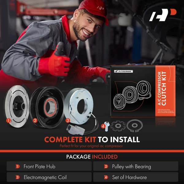 AC Compressor Clutch Kit with 6-Groove Pulley for Ram 1500 2014-2019 1500 Classic
