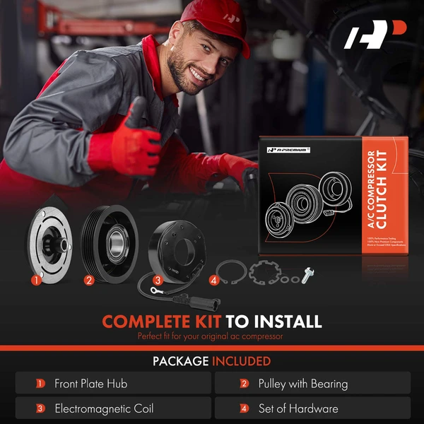 AC Compressor Clutch Kit with 5-Groove Pulley for BMW X5 E53 2001-2002