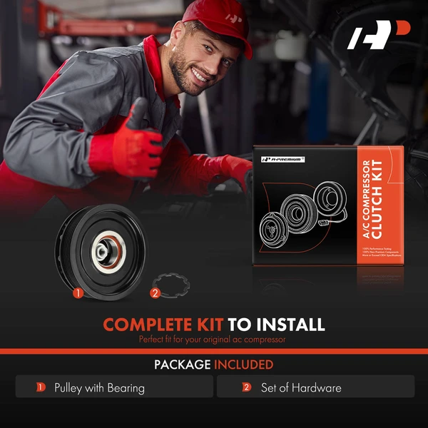 AC Compressor Clutch Kit with 6-Groove Pulley for Dodge Avenger Journey