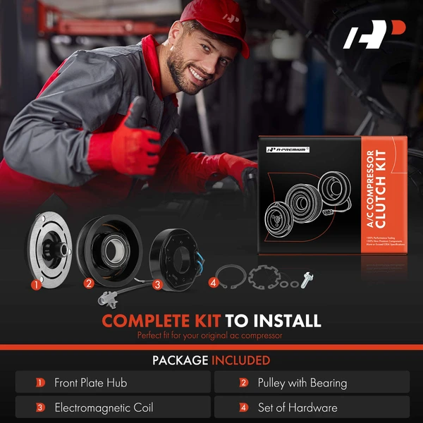 AC Compressor Clutch Kit with 6-Groove Pulley for BMW 320i xDrive 328i GT xDrive