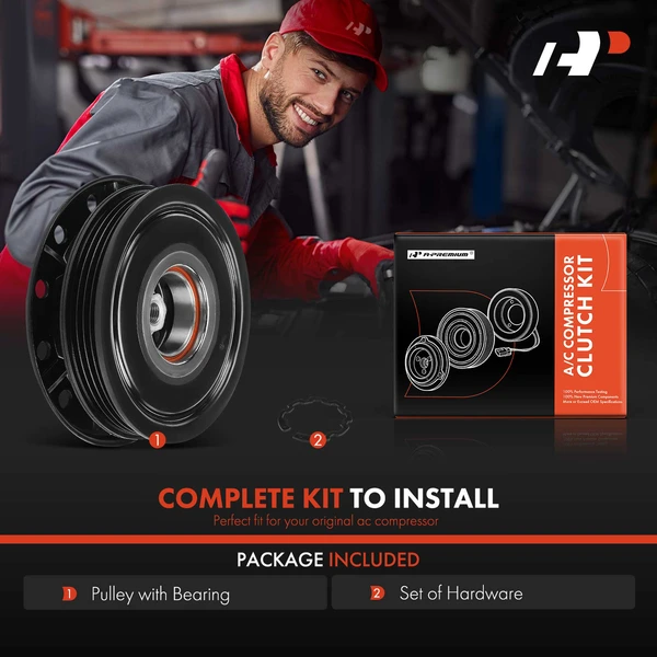 AC Compressor Clutch Kit with 4-Groove Pulley for Scion xA 2004-2006 xB 2004-2006