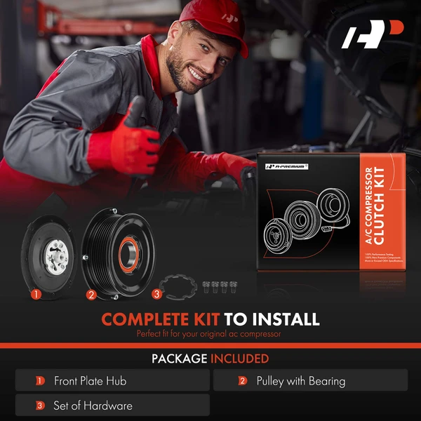 AC Compressor Clutch Kit with 7-Groove Pulley for Toyota Camry 07-09 RAV4 06-08