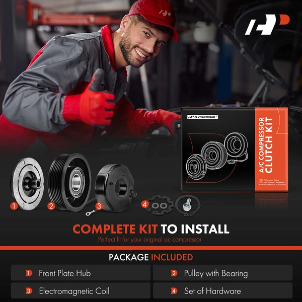 AC Compressor Clutch Kit for Toyota Tundra 2005-2006 V6 4.0L 7-Groove Pulley