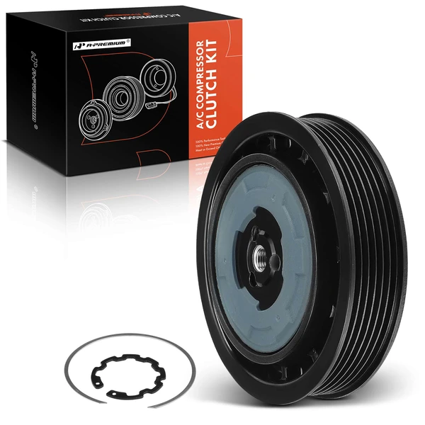 AC Compressor Clutch Kit with 6-Groove Pulley for 2006-2007 2009-2011 Audi A6