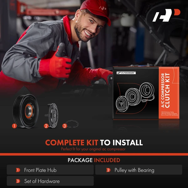 AC Compressor Clutch Kit with 6-Groove Pulley for BMW 128i 325i 325xi 328i